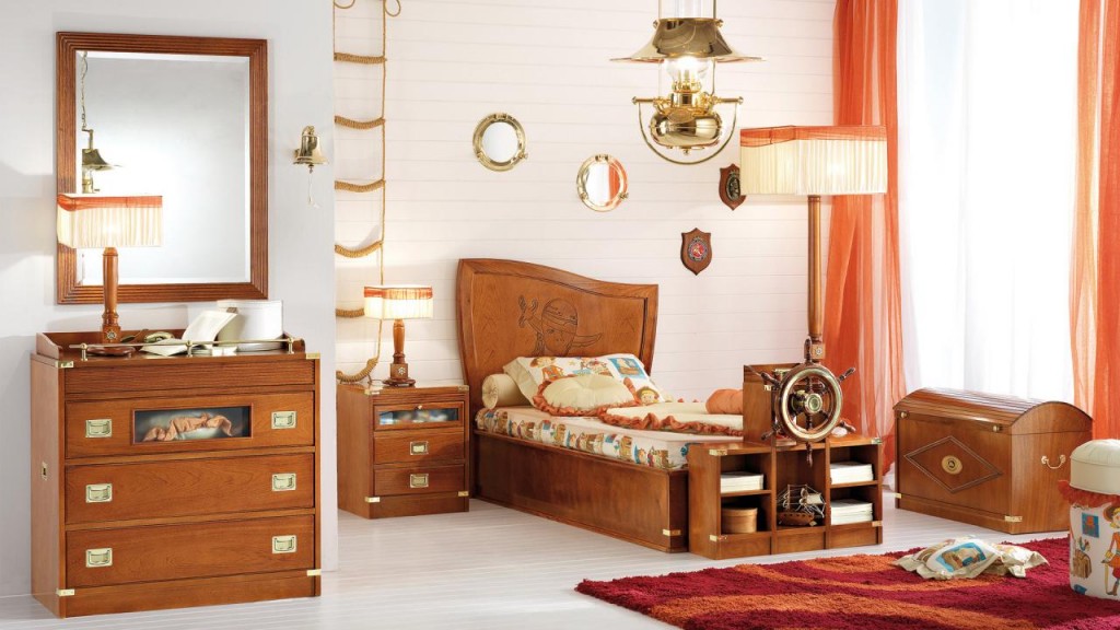 THE PIRATE'S BEDROOM, NATURAL MAHOGANY FINISH.