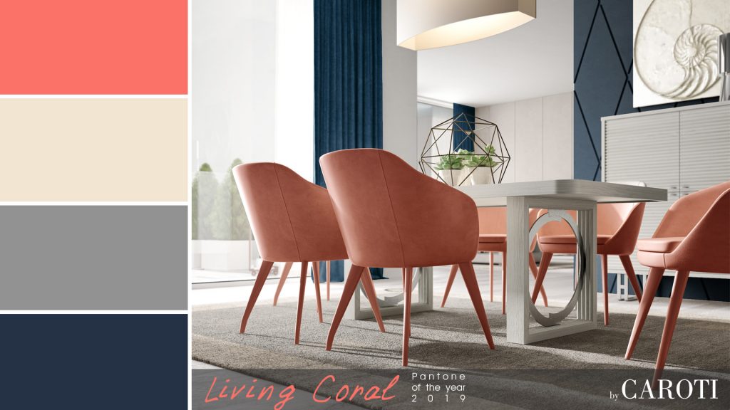 Pantone Living Coral color of the year 2019 palette blue navy concept by caroti