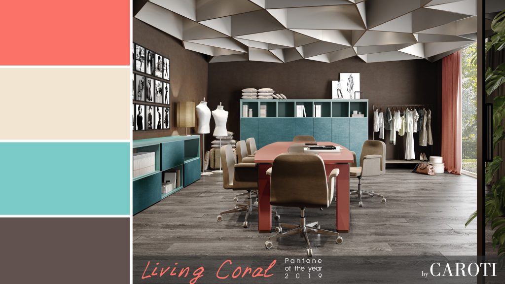 Pantone Living Coral color of the year 2019 palette aqua concept by caroti office