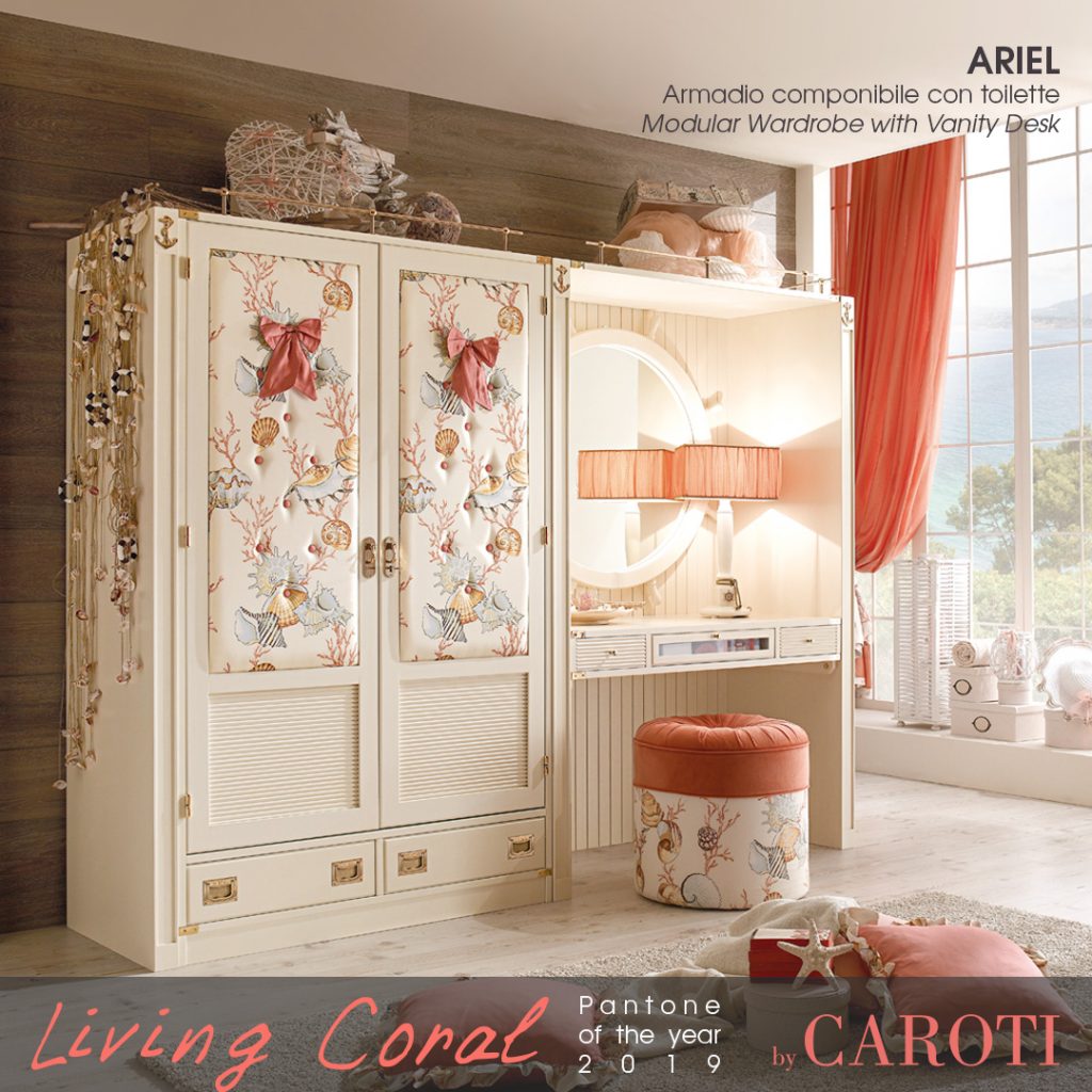 Pantone Living Coral color of the year 2019 palette beige taupe ariel girl bedroom caroti vecchia marina