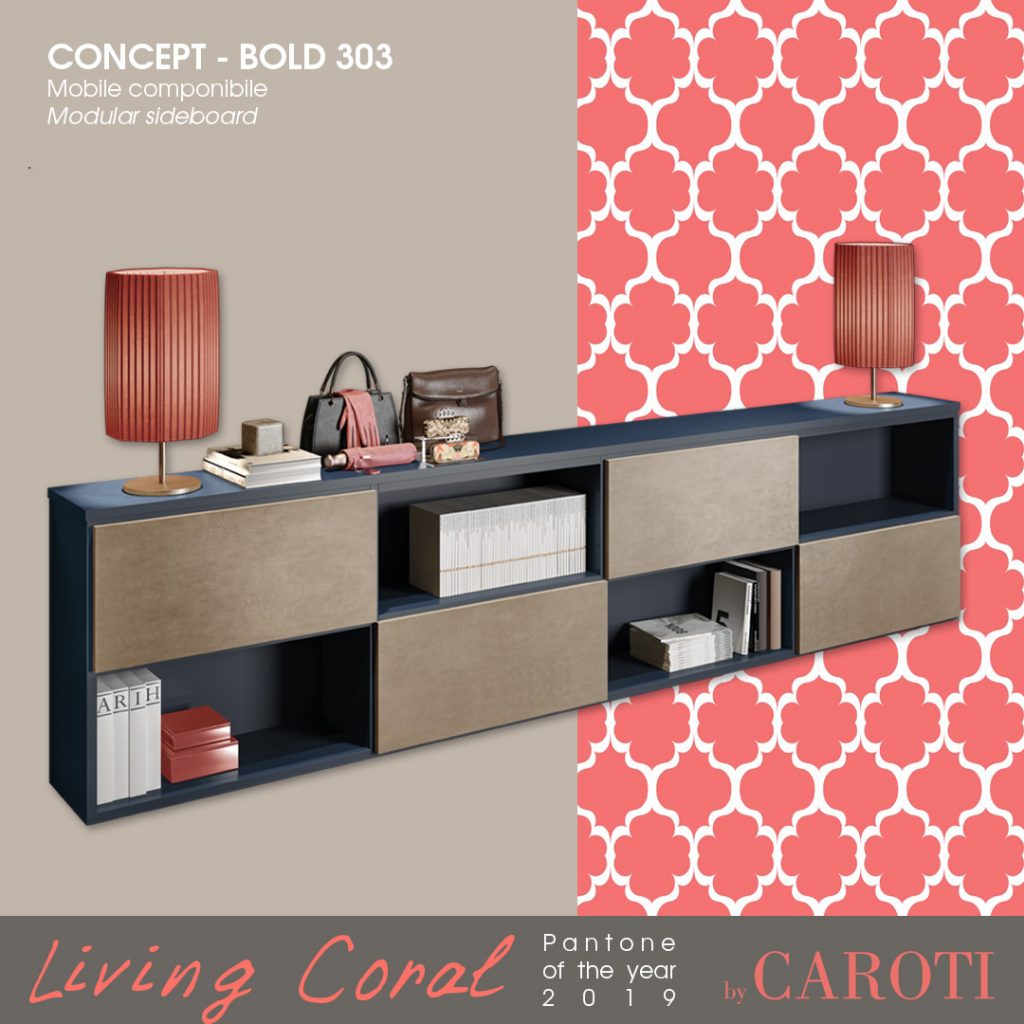 Pantone Living Coral color of the year 2019 palette blue navy concept by caroti