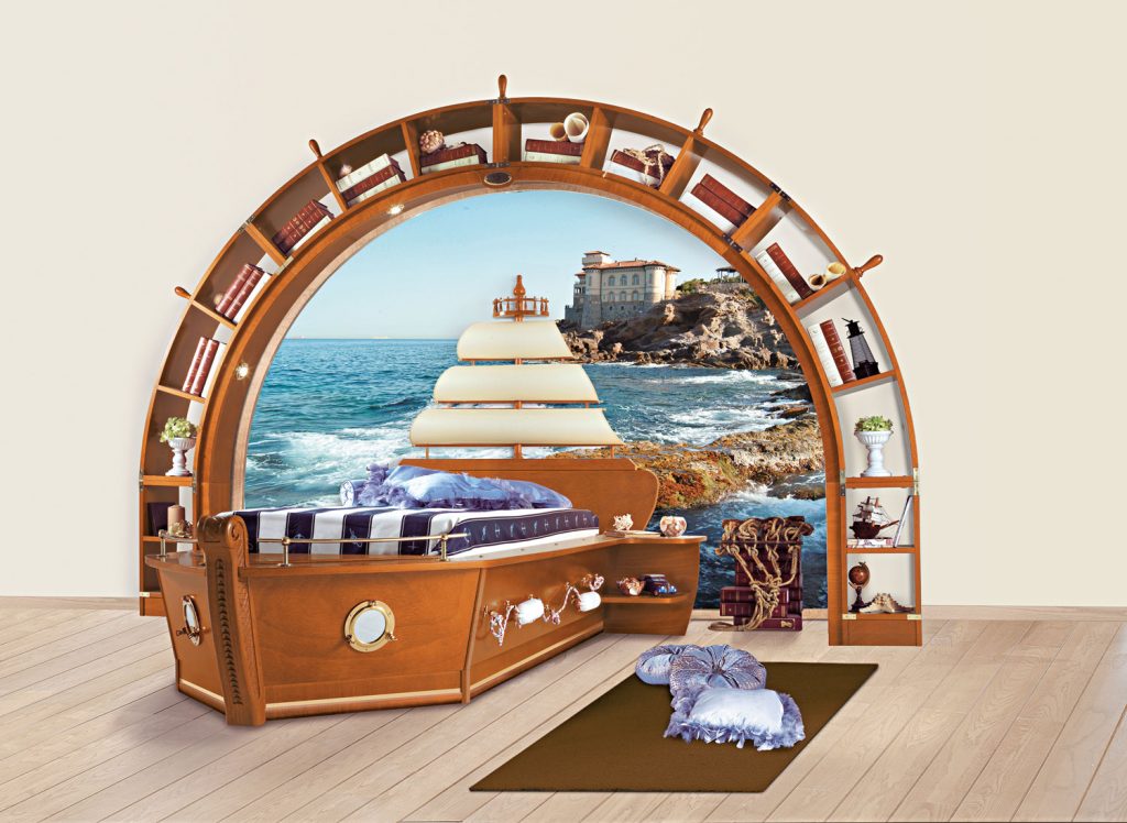 boat-bed with sail headboard