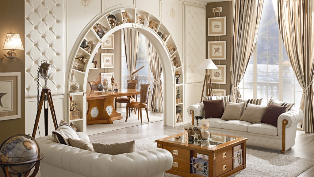 arched double sided bookcase living